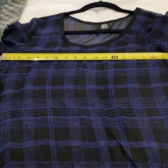Bobeau sheer Tunic black/ purple plaid XS - Picture 6 of 7